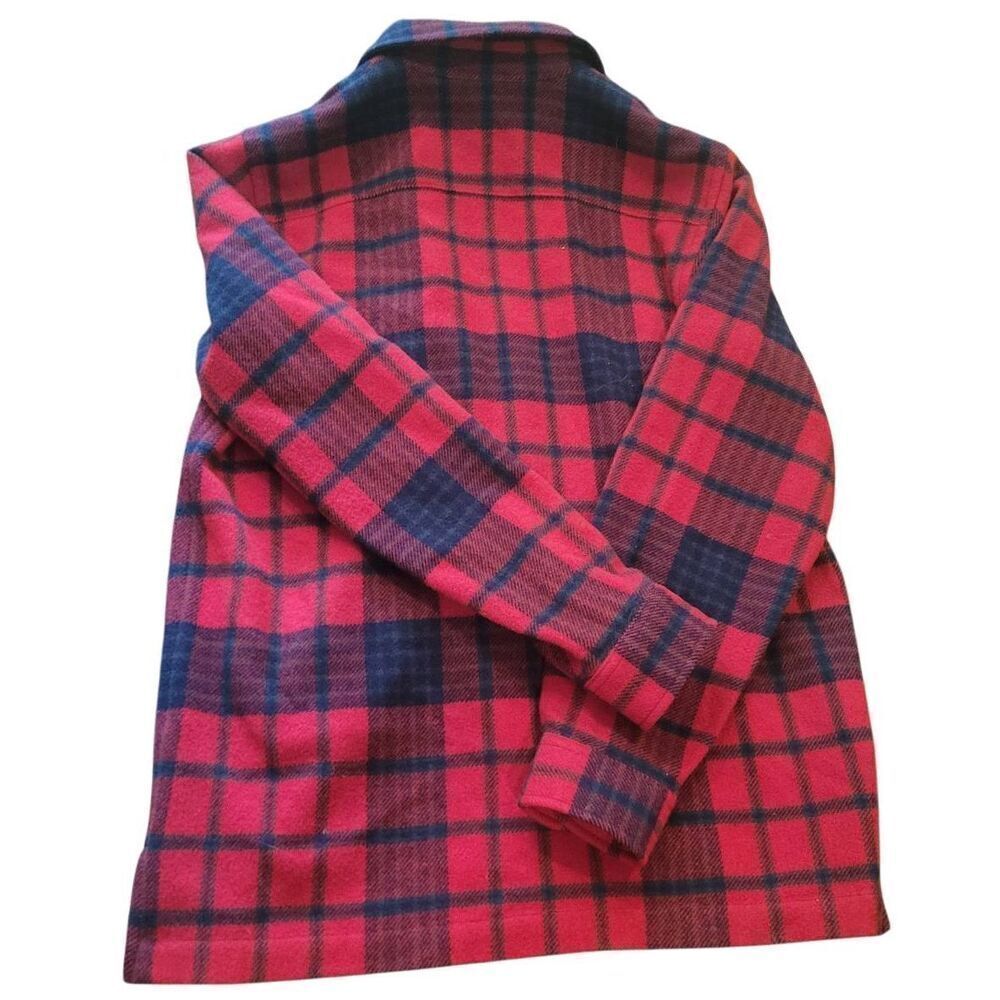 Vintage Ralph Lauren Shirt Jacket Women's Medium Petite Red Wool Flannel Zip - Picture 2 of 6